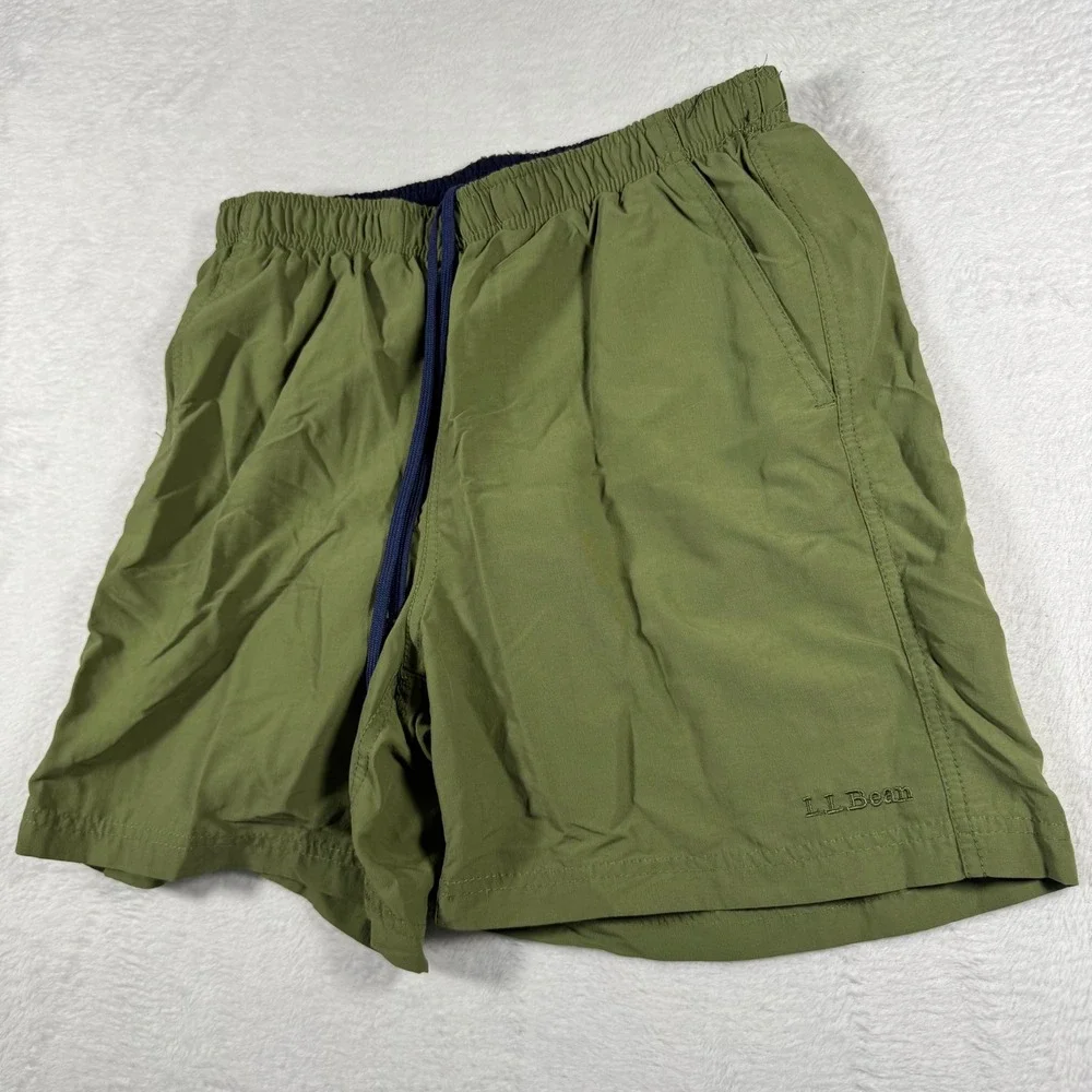 L.L.‎ Bean Supplex Nylon Swim Trunks Mens Small Olive Green Mesh Lined